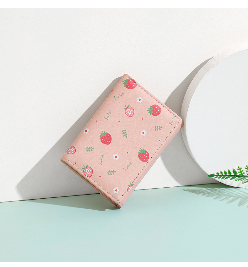 Bifold Leather Wallet - Uroczy, trzyczęściowy portfel damski, krótki, ze